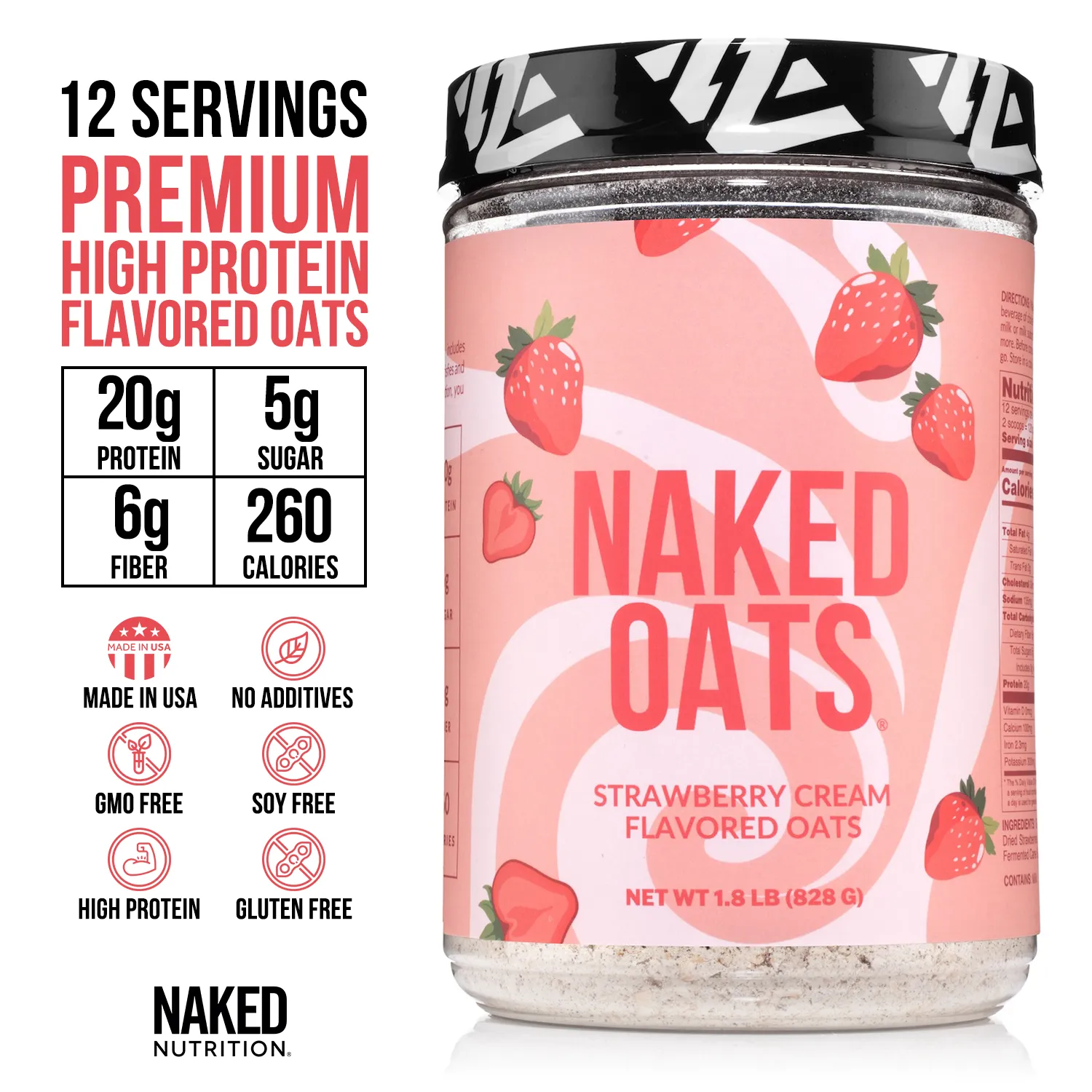 Strawberry Cream Protein Oats | Naked Oats