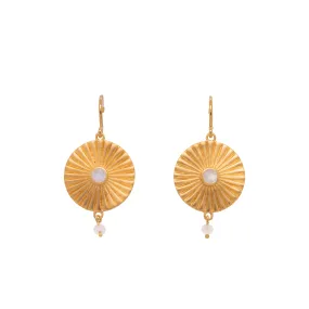 Sun Ray Rainbow Moonstone 24k Gold Vermeil Earrings