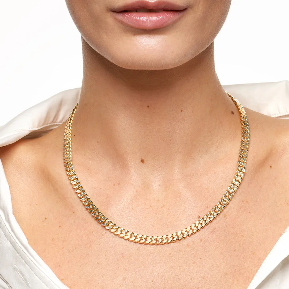 Two Tone Cuban Chain Necklace in Gold