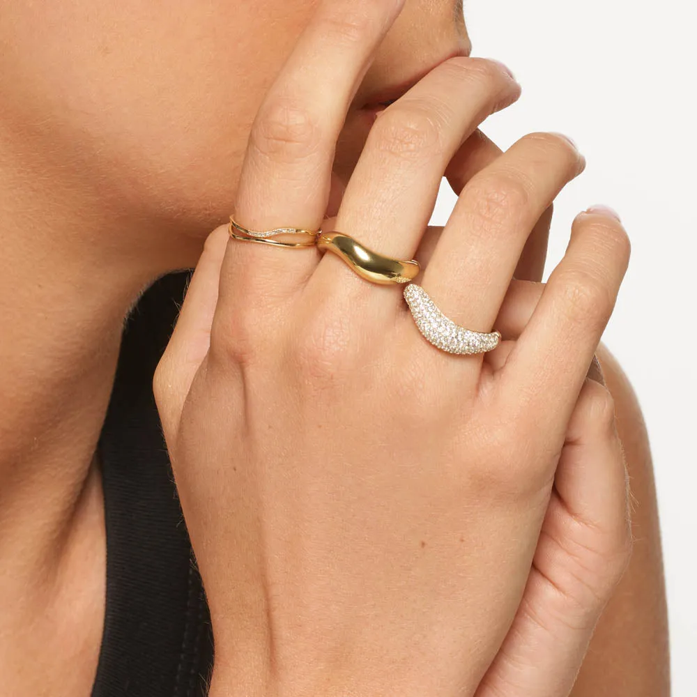 Wave Dome Ring in Gold